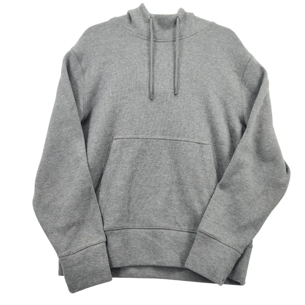Banana Republic‎ French Rib Hoodie Mens Medium Light Grey Pullover 815018-01-1